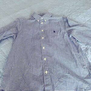 Ralph Lauren Boys Royal Blue Gingham button down long sleeve boys large 14-16